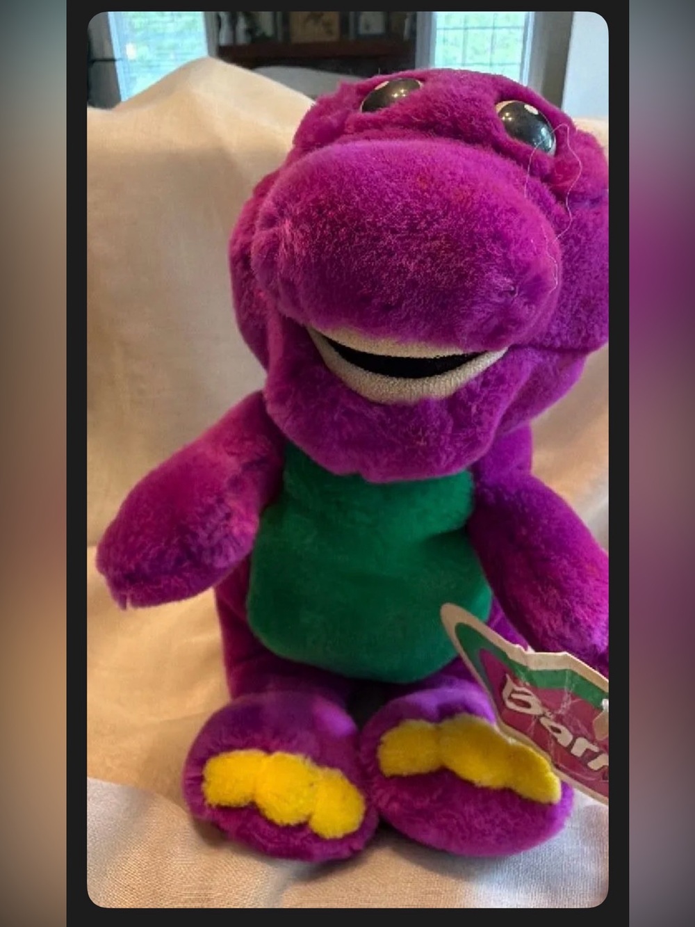 NEW 1996 90's Vintage Barney Plush Doll Purple Dinosaur Original Tag Stuffed